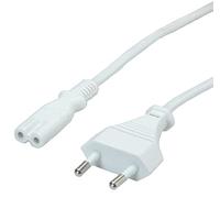 VALUE Cable de Red de Enchufe Plano Europeo a C7, 2 Polos, Blanco, 1 m