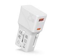 VALUE Cargador USB de Viaje con Enchufe Euro Plano/UK/US, 2 Puertos (Tipo A QC3.0, Tipo C PD), 25W