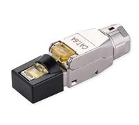 Value Clavija RJ45 Cat.6A cableable en Campo STP apantallada Clavija de Red sin Herramientas para Cable de Hilo rígido AWG26/1-23/1 fundición Inyectada de cinc 10Gbit LAN Ethernet Clavija Plateada