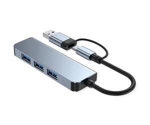 Value Concentrador metálico USB 3.2 Gen1, 4 Puertos Tipo A, (1x USB 3.2 Gen1 + 3X USB 2.0), Cable de conexión Tipo C