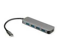 VALUE Hub USB 3.2 Gen 1, 4X, Cable de conexión Tipo C, con 1 Puerto PD