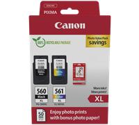 Canon + 10x15 cm Fotopapier 50 Blatt Value Pack negro / varios colores Original PG-560XL+CL-561XL