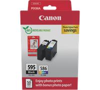 Value pack de papel fotográfico + cartuchos de tinta Canon PG-595 + CL-586