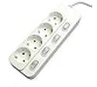 Value regleta de 4 tomas con interruptores individuales, blanca, 6 m