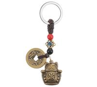 ValueBargain Llavero con diseño de gato, divertido llavero de aleación de latón de alta calidad con amuleto de la suerte y monedas Feng Shui, símbolo de prosperidad, éxito y protección personal, latón
