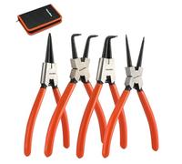 ValueMax Alicates Circlip 4PC, Juego de Alicates para Anillos Elásticos de 180mm, Alicate Circlip con Bolsillo, para Interno y Externo, Puntas Rectas y Curvas, Juego de Alicates de Anillo a Presión