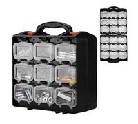 ValueMax Caja organizadora de piezas pequeñas, caja de herramientas de doble cara con 18 contenedores extraíbles, caja de almacenamiento portátil para tornillos y piezas para tuercas, pernos y