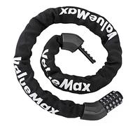 ValueMax Candado de Bicicleta con 5 Dígitos, Cerradura de Bloqueo Alta Seguridad, Sistema de Combinación de 8mm*1m, Cable Antirrobo, para Moto Bicicleta, Negro