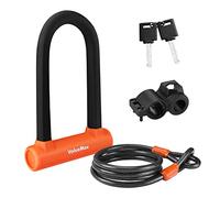 ValueMax Candado en U Bicicleta, Candado en Forma de U para Bicicleta, Resistente, de Alta Seguridad, con Cable Flexible de Acero de 1,8 m y Soporte de Montaje Resistente para Bicicletas, Motocicletas