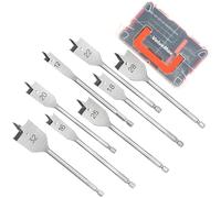 ValueMax Juego de 8 Brocas Planas para Madera 12-32 mm, Brocas Planas con 47 Piezas de Brocas y Destornilladores, Cortador de Agujeros para Madera, Metal y Hormigón, con Estuche de Plástico