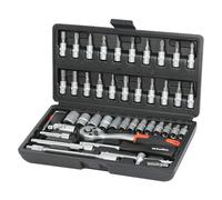 ValueMax Juego de Llaves de Vaso Cr-V, 46 Piezas, 1/4" | Juego de Carraca con Vasos, Puntas de Destornillador y Maletín para Reparaciones y Trabajos Mecánicos