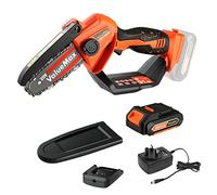 ValueMax Mini Motosierra con Batería 20 V, Motosierra 11 cm, Motosierra Eléctrica de Mano, Bloqueo de Seguridad para árboles, Ramas, Jardín