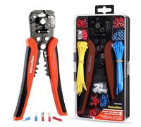 ValueMax Pelacables Automático, 268-Piezas Juego de Alicates Pelacables, AWG 24-10 (0,2-6,0 mm²), Pelar, Crimpar y Cortar 3 en 1, con 150 Terminales y Caja de Almacenamiento
