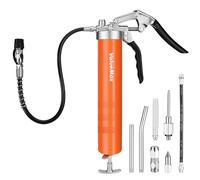 ValueMax Pistola de Grasa 6000PSI con Mango Tipo Pistola, Kit Profesional con Mangueras Flexibles y Acopladores Refuerzo, Compatible con Cartucho 400 ml para Automoción, Remolques e Industria