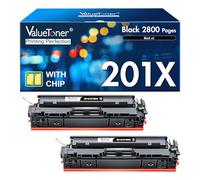 Valuetoner - Cartucho de tóner compatible para HP 201X 201A CF400X CF401X CF402X CF403X CF400A Color Laserjet Pro MFP M252dw M277c6 M277dw M277n M252n M277 de alto rendimiento (2 negro)