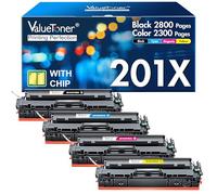 Valuetoner - Cartucho de tóner compatible para HP 201X 201A CF400X CF401X CF402X CF403X CF400A para Color Laserjet Pro MFP M277dw M252dw M277n M277c6 M252n M277 (negro, cian, magenta, amarillo)
