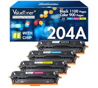 Valuetoner Cartucho de tóner compatible para impresora HP 204A 204A CF510A CF511A CF512A CF513A para usar con impresora Color Laserjet Pro MFP M180nw M154nw M180n M154a MFP M181fw (paquete de 4)