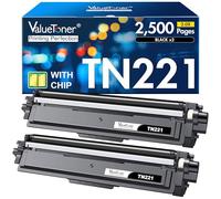 Valuetoner Cartucho de tóner de repuesto compatible para Brother TN221 TN221BK TN-221 para usar con HL-3140CW HL-3150CDN HL-3170CDW MFC-9330CDW HL-3180CDW MFC-9130CW MFC-9340CDW DCP-9020CDN (negro, 2