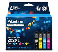 Valuetoner Cartuchos de tinta remanufacturados de repuesto para Epson 202XL 202 XL para Workforce WF-2860 Expression Home XP-5100 (1 negro, 1 cian, 1 magenta, 1 amarillo)