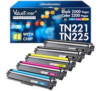 Valuetoner Cartuchos de tóner de repuesto compatibles TN221 TN 225 para Brother TN221 TN-225 para impresora MFC-9130CW HL-3170CDW HL-3140CW MFC-9340CDW MFC-9330CDW (2 negros, 1 cian, 1 magenta y 1