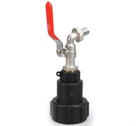Válvula adaptadora Ibc, adaptador de tanque IBC de metal, conector de válvula de bola S60x6 a 1/2 pulgada, grifo de agua de jardín para colección de lluvia (latón)