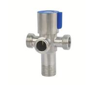 Válvula angular de acero inoxidable, rosca triangular, válvula de agua caliente y fría, conector de baño for calentador de agua de lavabo de inodoro G1/2(Blue 3hole)