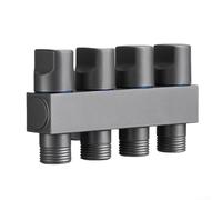 Válvula angular de latón de 1 entrada, 4 salidas de 1/2 pulgada, distribuidor de agua de interfaz para lavadora, llave de inodoro, accesorios de cocina o baño, acabado resistente a fugas
