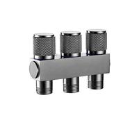 Válvula angular de tres vías cobre G1/2 pulgadas montada en la pared, 1 3 salidas, llenado triangular agua for balcón, accesorios baño(Gun color)