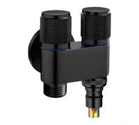 Válvula angular, válvula de agua de una a dos salidas duales, divisor de triple conexión para cocina, baño, fregadero, inodoro, adaptador de latón, grifo desviador de 2 vías (B-negro)