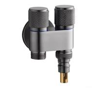 Válvula angular, válvula de agua de una a dos salidas duales, divisor de triple conexión para cocina, baño, fregadero, inodoro, adaptador de latón, grifo desviador de 2 vías (B-gris)