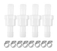 Válvula antirretorno de 10 mm, 4 unidades de plástico en línea con 8 bandas de sujeción, válvula antirretorno en línea para agua, combustible, gas, líquido, aire, lavadora, secador de condensación