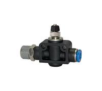 Válvula antirretorno de estrangulador "Blaue Serie", recta, R 1/4 a, F. manguera de 12 mm de diámetro, válvula de trabajo. Máx. 15 bares, KS/MS vern., aceleración S-G.
