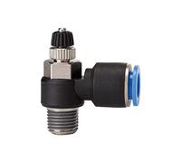 Válvula antirretorno de estrangulador "Blaue Serie", válvula de entrada de aire, R 1/2 a, F. llave exterior de 10 mm de diámetro, válvula de trabajo. Máx. 15 bar, plástico/MS vern.