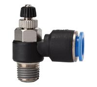 Válvula antirretorno de estrangulador "Blaue Serie", válvula de salida de aire, R 1/2 a, F. llave de diámetro exterior de 12 mm, válvula de trabajo. Máx. 15 bar, plástico/MS vern.