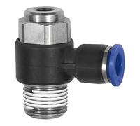Válvula antirretorno de estrangulador "Blaue Serie", válvula de salida de aire, R 1/2 a, F. llave de diámetro exterior de 12 mm, válvula de trabajo. Máx. 10 bar, plástico/MS vern.