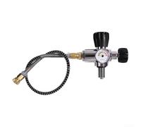 Válvula cilíndrica de buceo con manómetro integrado y manguera de resorte completa de 50 cm, construcción de latón y plástico para controles previos a la inmersión, pruebas de taller y ventilación