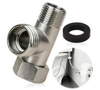 Válvula de 3 vías en T de latón, 3/8 T, conexión de agua, válvula de conexión de inodoro de 3/8 pulgadas recta y lateral de 1/2", válvula de ángulo de 1/2 pulgadas, distribuidor robusto para lavadora