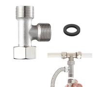 Válvula de 3 vías en T de latón - Válvula de conexión de inodoro de 3/8" recta y 1/2" lateral, metal cromado, conector de agua 3/8, lavadora, grifo de ducha, baño y cocina
