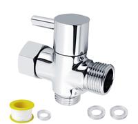 Válvula de 3 Vías G3/4 Pulgadas, Recambios Columna Ducha una Entrada G3/4", y una Salidas G3/4" y una G1/2" Latón Cromo Inversor Grifo Ducha para Inodoros Baños Cocinas