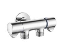 Válvula de agua de doble control 1 en 2 salidas divisor de cobre | Esta válvula de cobre de doble control divide el flujo de agua en dos salidas separadas con funcionamiento individual del