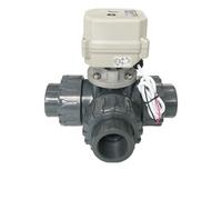 Válvula de agua eléctrica de plástico de 3 vías con actuador de 230 V, válvula de bola motorizada eléctrica con certificación IP67 for la industria química.(NPT THREAD_CR502)