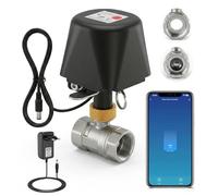 Válvula de Agua Inteligente WiFi, Válvula de Bola Motorizada, Control Remoto por App, Apto con Alexa y Google Home, para Jardín, Invernaderos e Hidroponía, Acero Inoxidable, 3/4 Pulgadas