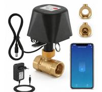 Válvula de Agua Inteligente WiFi, Válvula de Bola Motorizada, Control Remoto por App, Apto con Alexa y Google Home, para Jardín, Invernaderos e Hidroponía, Control de Flujo de Agualatón, Latón, 3/4"