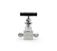 Válvula de aguja acero inoxidable alta presión, 6000PSI, flujo ajustable 2 vías for conexión compresión gas(10mm)