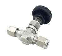 Válvula de aguja compresión forjada Crane, 3000 PSI, 1/8", 1/4", 3/8", 1/2", tubo diámetro exterior, acero inoxidable 304 y 316, control flujo(SS304,6mm)