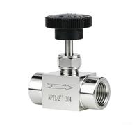 Válvula de aguja de acero inoxidable 304 1/2 NPT Control de flujo hidráulico de precisión para sistemas de gas de agua y aceite, válvula de medición de alta presión de 900 PSI, diseño de cuerpo recto