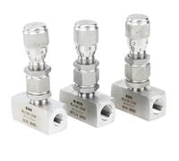 Válvula de aguja de acero inoxidable 304, micromedición, reguladora de caudal, controlador for agua, gasóleo, G 1/8", 1/4", 3/8" NPT, 1/2"(3/8",PRECISION_ELBOW 90 DEGREE)