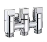 Válvula de ángulo de 3 vías, válvula de ángulo de una entrada y tres salidas, válvula desviadora multifunción de tres vías para cocina, baño, balcón (plata)
