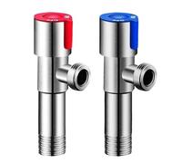 Válvula de ángulo de acero inoxidable G1/2 para montaje en pared, válvula de parada caliente y fría, paquete de 2 para baño y cocina