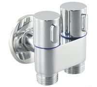 Válvula de ángulo de control doble, G1/2 1 en 2 hacia fuera doble control llave de lavadora accesorios de repuesto para válvula triangular de inodoro